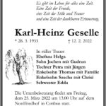 Traueranzeige Karl-Heinz Geselle