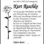 Danksagung Kurt Raschke
