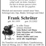 Traueranzeige Frank Schröter