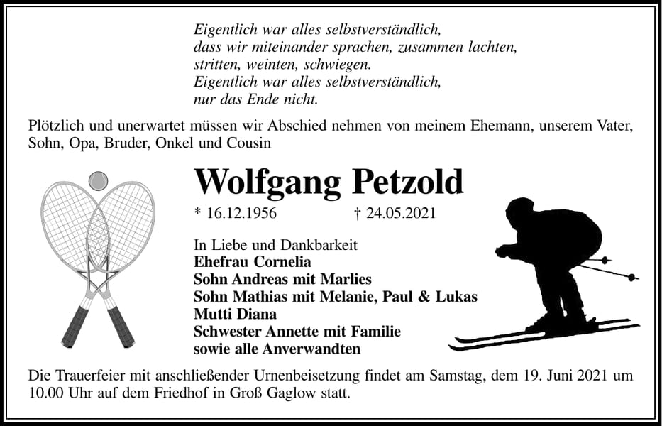 Traueranzeige Wolfgang Petzold
