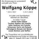 Traueranzeige Wolfgang Köppe