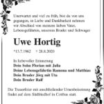 Traueranzeige Uwe Hortig