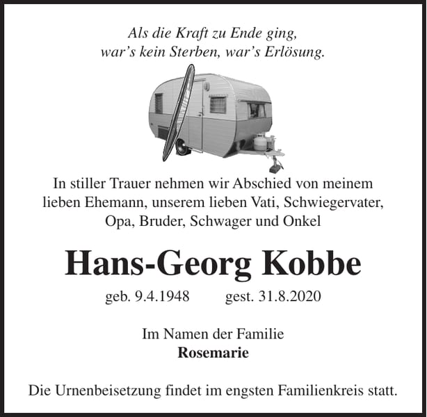Traueranzeige Hans-Georg Kobbe