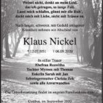 Traueranzeige Klaus Nickel