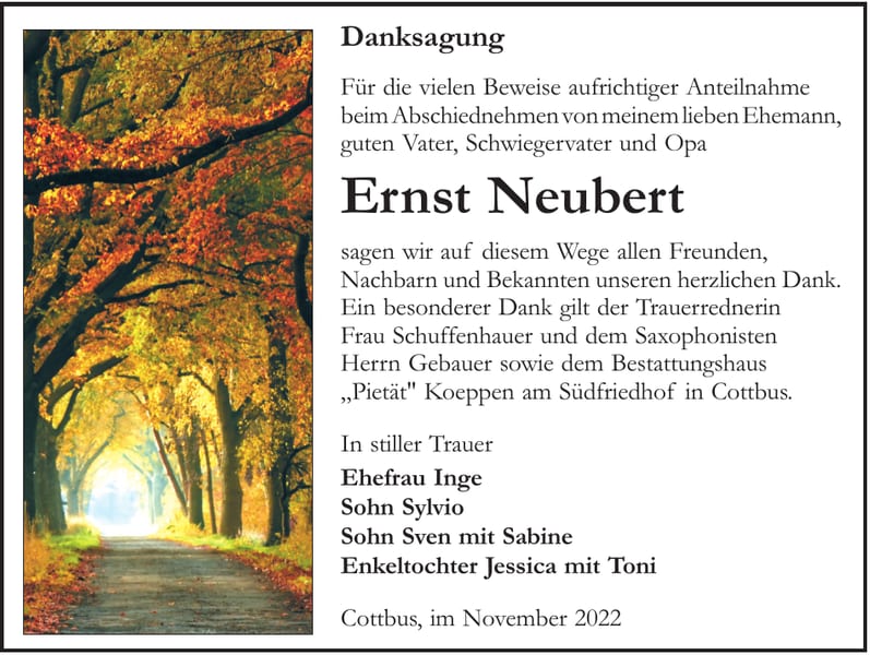 Danksagung Ernst Neubert