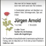 Traueranzeige Jürgen Arnold