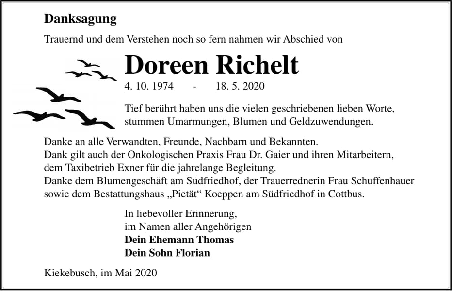 Danksagung Doreen Richelt