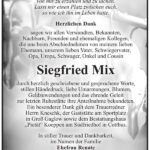 Traueranzeige Siegfried Mix