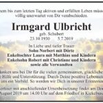 Traueranzeige Irmgard Ulbricht, geb. Schuber