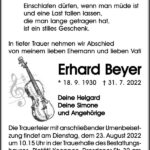 Traueranzeige Erhard Beyer