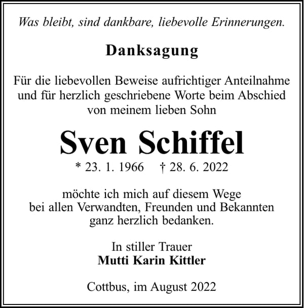 Danksagung Sven Schiffel