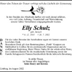 Danksagung Elly Schulz, geb. Jurisch