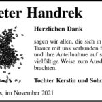Danksagung Dieter Handrek
