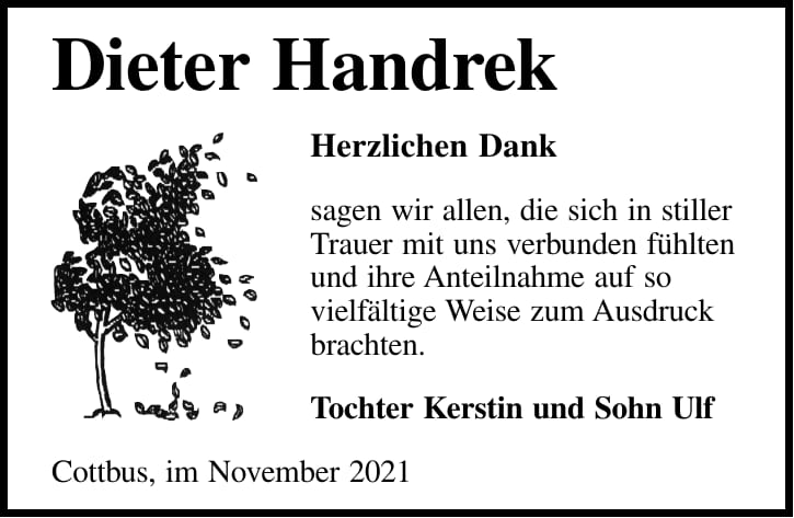Danksagung Dieter Handrek