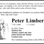 Traueranzeige Peter Limberg