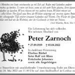 Traueranzeige Peter Zarnoch