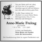 Traueranzeige Anne-Marie Freitag, geb. Seefeldt