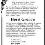 Danksagung Horst Grunow