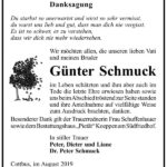 Danksagung Günter Schmuck