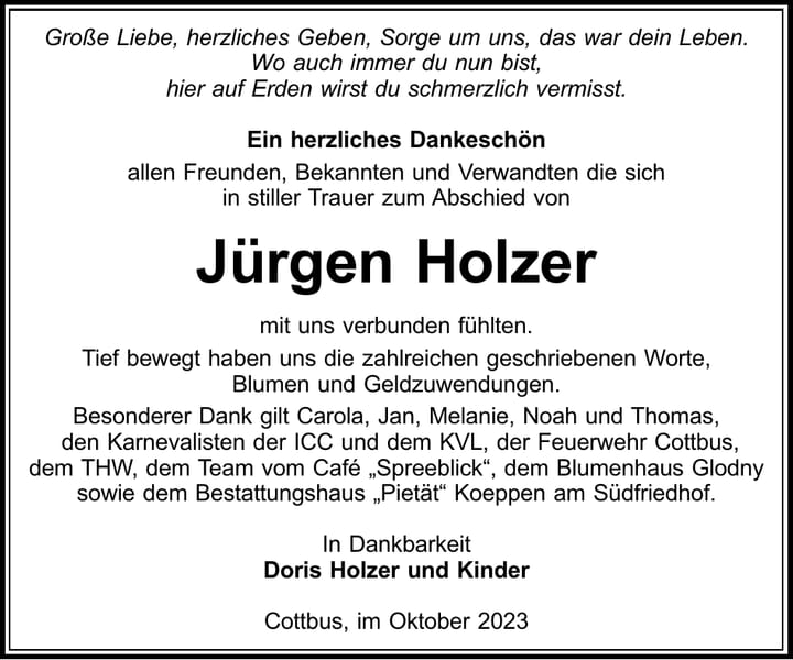 Danksagung Jürgen Holzer