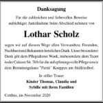 Danksagung Lothar Scholz