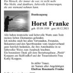 Danksagung Horst Franke