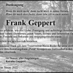 Danksagung Frank Geppert