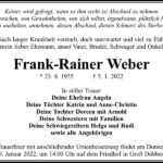 Traueranzeige Frank-Rainer Weber