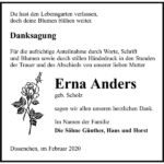 Danksagung Erna Anders, geb. Scholz