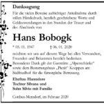 Danksagung Hans Bobogk