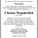 Danksagung Christa Wunderlich, geb. Schulz