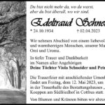 Traueranzeige Edeltraud Schneider