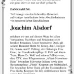 Danksagung Joachim Alsdorf