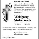 Danksagung Wolfgang Stobernack
