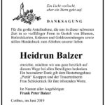 Danksagung Heidrun Balzer