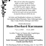 Traueranzeige Hans-Eberhard Kurzmann