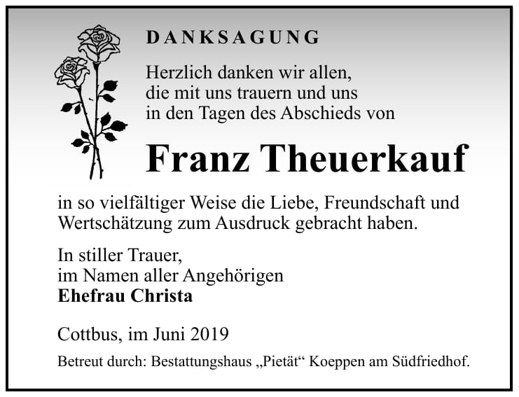 Danksagung Franz Theuerkauf