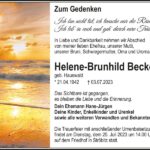 Traueranzeige Helene-Brunhild Becker, geb. Hauswald