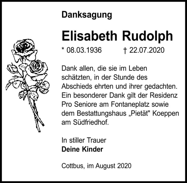 Danksagung Elisabeth Rudolph