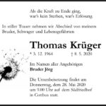 Traueranzeige Thomas Krüger