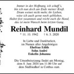 Traueranzeige Reinhard Mundil