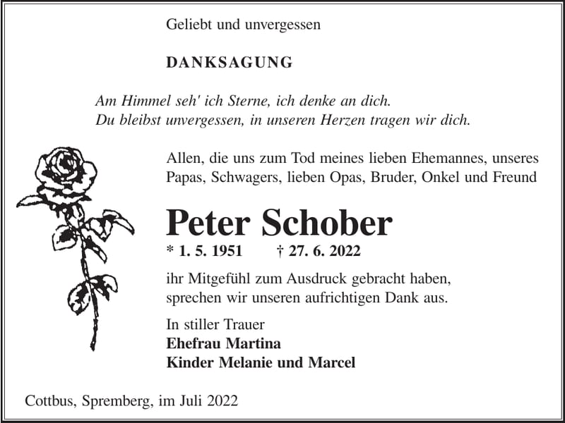 Danksagung Peter Schober