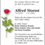 Traueranzeige Alfred Storost