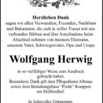 Danksagung Wolfgang Herwig