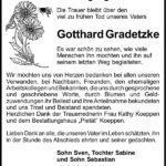 Danksagung Gotthard Gradetzke