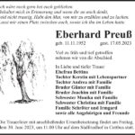Traueranzeige Eberhard Preuß