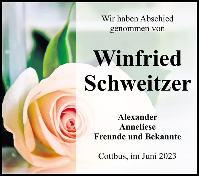 Traueranzeige Winfried Schweitzer