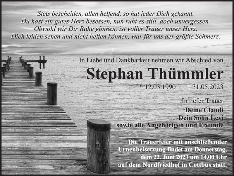 Traueranzeige Stephan Thümmler
