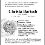 Traueranzeige Christa Bartsch, geb. Reschke