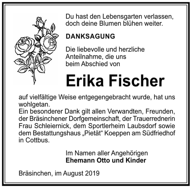Danksagung Erika Fischer